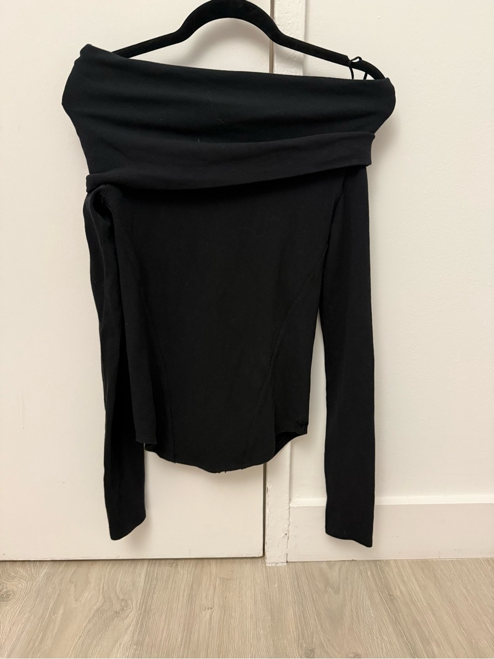 We The Free Black Off-the-Shoulder Long Sleeve Top